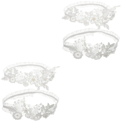 2Sets Kant Bloem Jarretels Bruid Wit Elegant En Elastisch 1