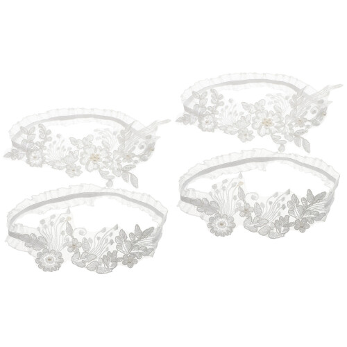 2Sets Kant Bloem Jarretels Bruid Wit Elegant En Elastisch 2