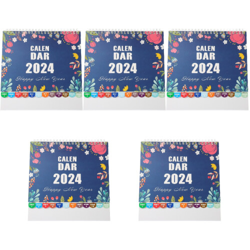 5Pcs Multi Color Paper Desk Calendars Decorative Standing Monthly Use 1