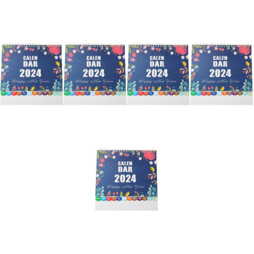 5Pcs Multi Color Paper Desk Calendars Decorative Standing Monthly Use 2