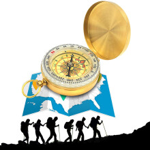 Busolă clasică din alamă pentru aventuri în aer liber, instrument de navigare multifuncțional, ideală pentru camping și drumeții, cu