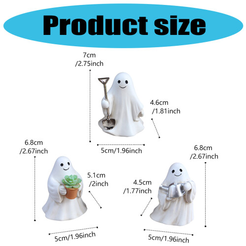 Ensemble de 3 figurines fantomatiques de jardinage d'halloween, 2