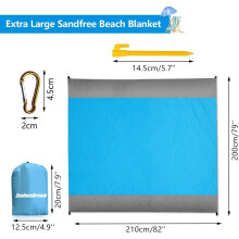 Sandfri strandfilt, perfekt för utomhusäventyr, snabbtorkande lättviktig familjematta, ripstop parachute nylon, vindtät och bärbar, bred