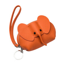 Porte-cartes en cuir véritable motif éléphant,-Orange