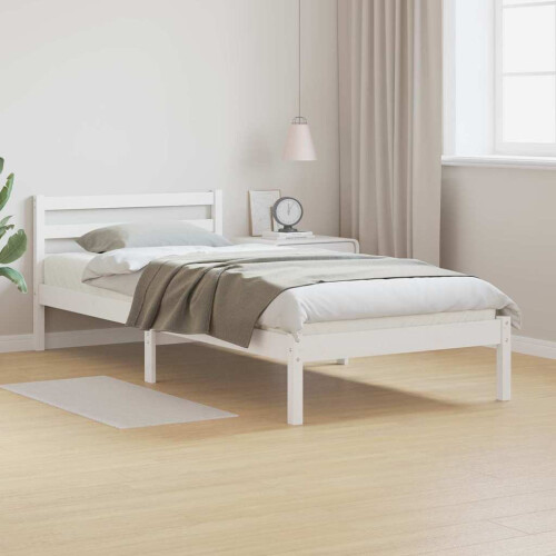 Berkfield Bed Frame White 215.5 x 105.5 x 69.5 cm Solid Pine Wood