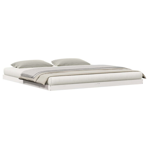 vidaXL Floor Bed Frame White 223.5 x 204 x 9 cm Solid Pine Wood 1