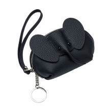 Porte-cartes en cuir véritable motif éléphant,-Noir