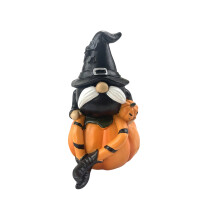 Resins Halloween Gnomes Pumpkin with Witch Hat-Black F