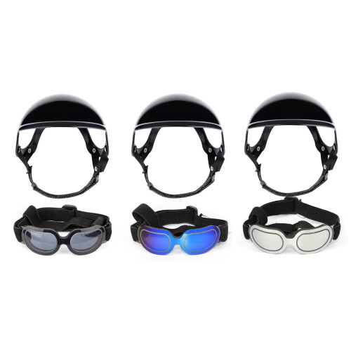 Dog Goggles Helmets for Sports Secure Adjustable Strap-Silver 1