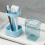 Vertical Toothbrush Holder Organizers With Removable Lid-Blue 7