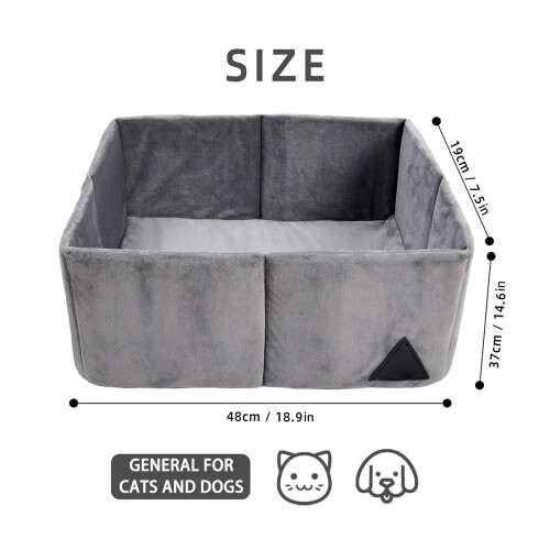 Foldable Cats Bed With Stable Rectangular Structure Soft-Brown 2
