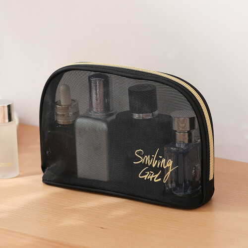 High Capacity Clear Mesh Cosmetic Pouch-Flat mouth style 1