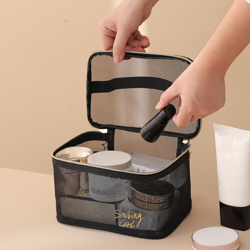Waterproof Mesh Cosmetic Storage Bag Large-Semi circle style 2