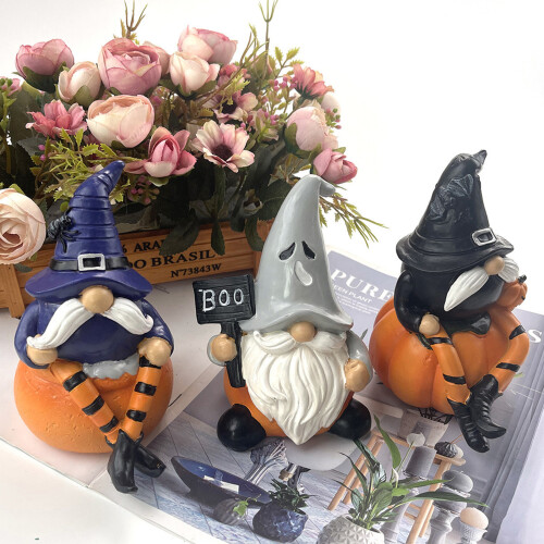Halloween Pumpkin Gnomes with Witch Hat Miniature-Light gray C 1