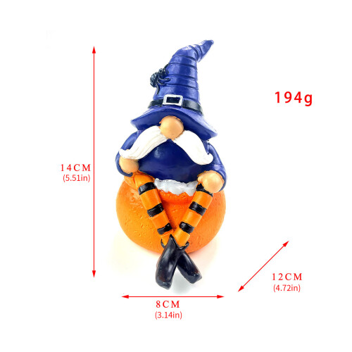 Halloween Pumpkin Gnomes with Witch Hat Miniature-Light gray C 2