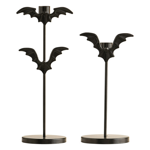 Dark Gothic Taper Candlestick Holders Halloween Bat Shape-S 1