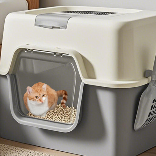 Katzentoiletten für ältere Katzen. Mit Kunststoff-Gelb 1
