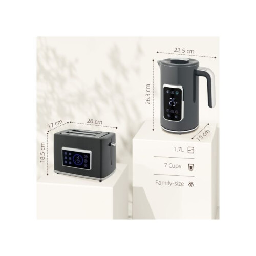 Touch Screen Kettle and Toaster Set - Grey 2