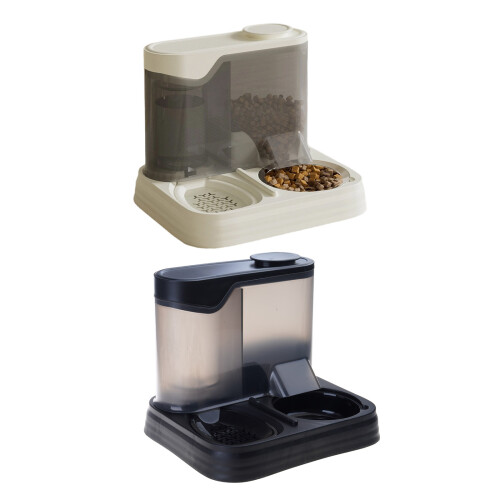 Automatic Bottle Cats Dog Bowls Set Space Saving Feeder-Black 1