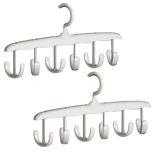 Space Saving Rotating Hook Sturdy Plastic Clothes Rack-2 packs
