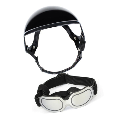 Dog Goggles Helmets for Sports Secure Adjustable Strap-Silver