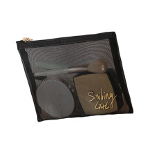 High Capacity Clear Mesh Cosmetic Pouch-Flat mouth style