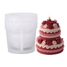 Moule en Silicone pour bougie gâteau Rose, en résine époxy,-UN