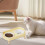 Double Bowl Ceramic Pet Feeder Scratch Resistant Feeding-yellow 3