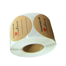 Homemade Love Sticker Kraft Paper Round Adhesive Jar-Love B