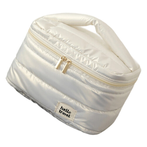 Oversized Travel Makeup Bag Polyester-Pearl white large to