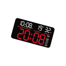Digital Wall Clock Remote Control LED-Black shell red ligh