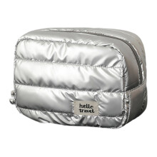 Stylish Makeup Case With Inner Dividers-Silver three dimensi