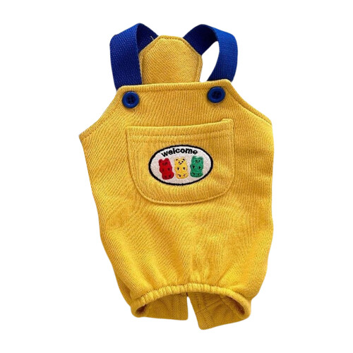 Adjustable Shoulder Belt Pet Suspenders Pants-M Yellow