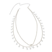 Adjustable Waist Belt Chain Featuring Double Strands Of-silver