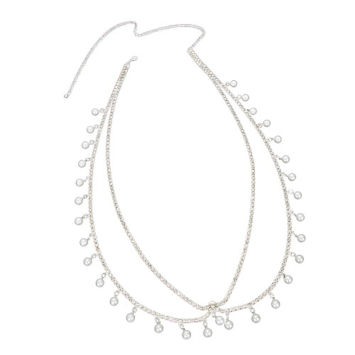 Adjustable Waist Belt Chain Featuring Double Strands Of-silver