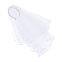 Classical White Wedding Veils Hairband With Intricate Pearls