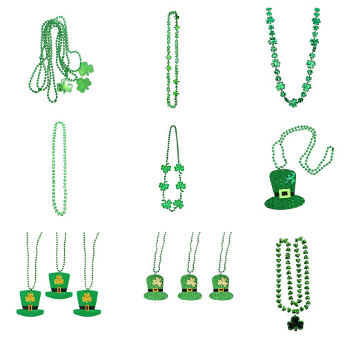 10-teiliges Kunststoff-Patricks-Day-Perlen-Halsketten-Set,-04 1