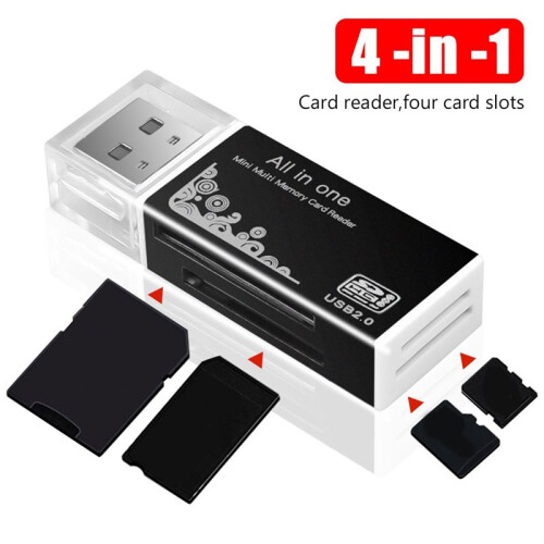 USB 2.0 Card Reader 4 in 1 Multi Card Reader Memory Adapter for Memory Stick T-Flash/M2/MS Card Reader Gold 1