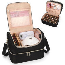 Nail Kit Carrying Case Double-Layer Cosmetic Bag Nail Polish Organizer