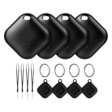 Lot de 4 traceurs de bagages avec 4 étuis, fonctionne avec l'application Google Find Hub, localisateur Bluetooth pour clés, sac à dos,