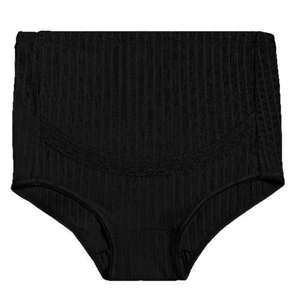 High Waist Maternity Underwear Breathable Cotton-Black 4XL