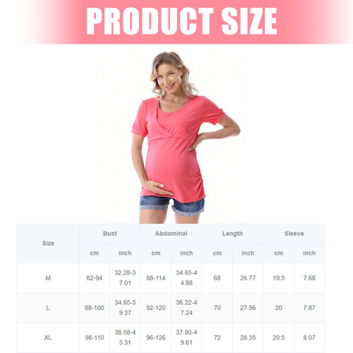 Summer Maternity Tee Top With Concealed Nursing Short-Blue L 1