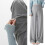 Stretchable Trousers Polyester Maternity Wide Leg Pants-Gray XL 5
