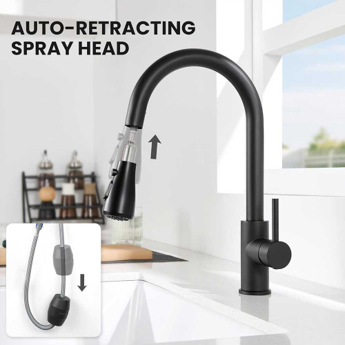 Kitchen Tap Monobloc Single Lever Sink Mixer Tap with Pull Out Sprayer 2