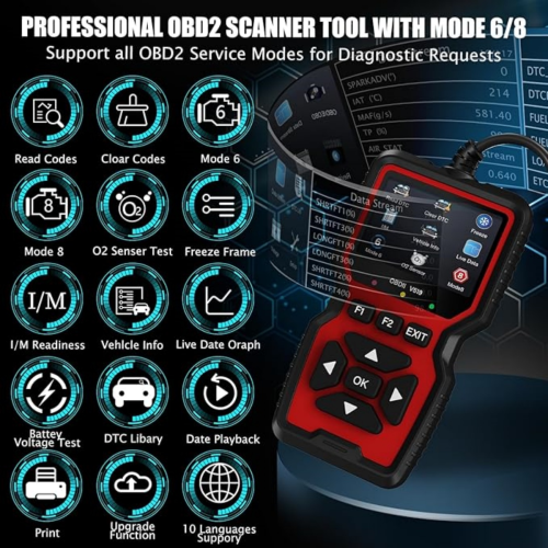 OBD2 Scanner Diagnostic Tool, Check Engine Code Reader OBD2 Scanner with Reset, Mode 6, Mode 8 & I/M Readiness, Auto Check Engine Light 1