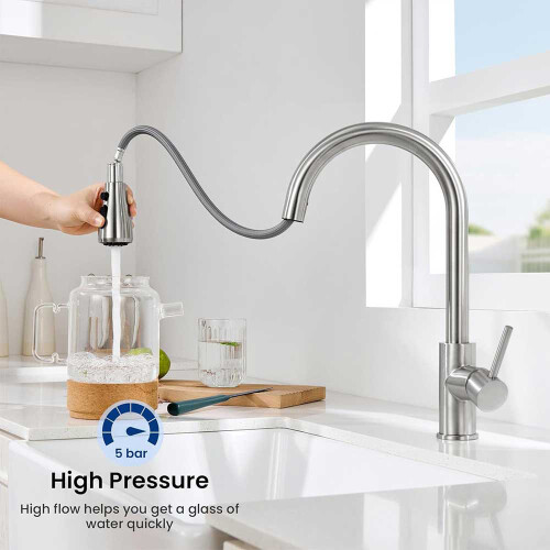 Kitchen Tap Monobloc Single Lever Sink Mixer Tap with Pull Out Sprayer 2