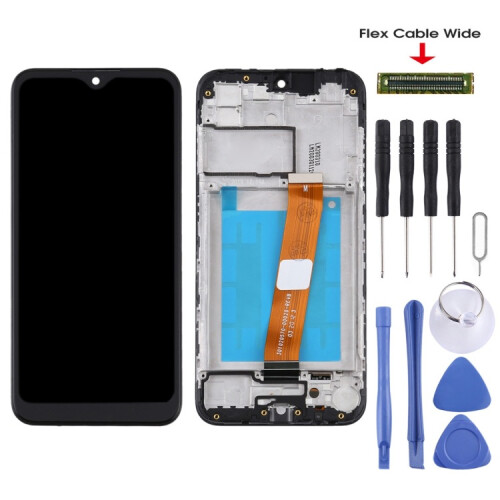 Για Samsung για Galaxy A01 SM-A015M LCD (ευρύ καλώδιο) με πλαίσιο (μαύρο) 1