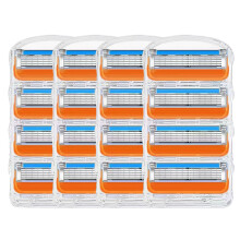 16x 5-lags barberbladspatroner, kompatible med Fusion 5 ansigtsbarbermaskiner, etui til mænd_M