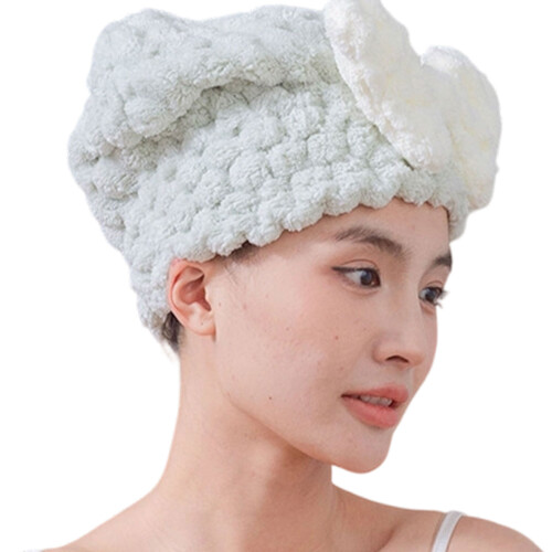 Fleece-Duschhaube mit Schleife, super saugfähig, weich,-Grün