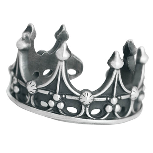 Practical Crown Open Ring Vintage Style Adjustable Size Alloy